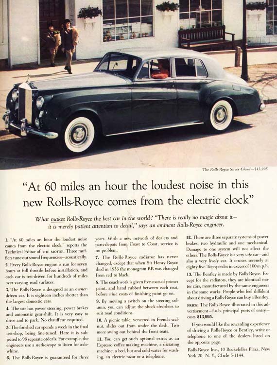 David Ogilvy Rolls Royce classic advertisement